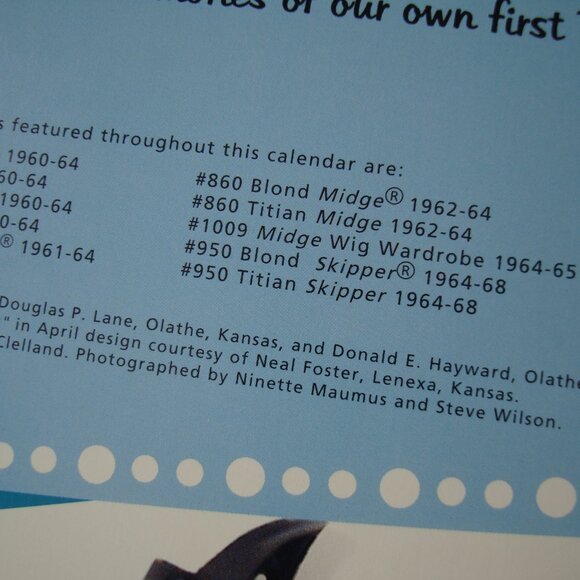 2/$10* Vintage 1995 Barbie Calendar 1960s Barbie Dolls Collectible - Picture 13 of 14